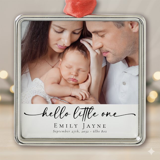 Baby's First Christmas Birth Announcement Metal Ornament (Creator Uploaded)