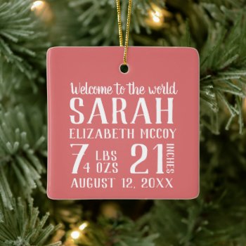 Baby's First Christmas Birth Stat Photo Ceramic Ornament by Lovewhatwedo at Zazzle