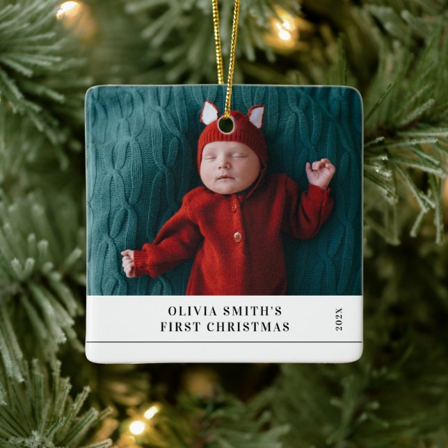 Babys First Christmas  Birth Stats Announcement  Ceramic Ornament (Tree)