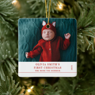 Babys First Christmas Birth Stats Announcement Ceramic Ornament
