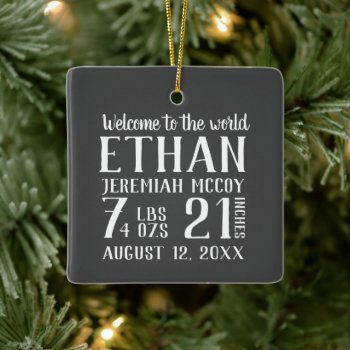 Baby's First Christmas Birth Stats Photo Ceramic O Ceramic Ornament by Lovewhatwedo at Zazzle