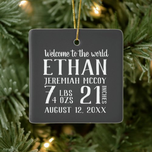 Babys First Christmas Birth Stats Photo Ceramic O Ceramic Ornament