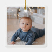 Baby's First Christmas Birth Stats Photo Gallery Ceramic Ornament (Back)