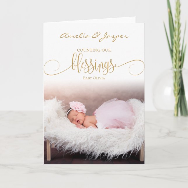 Baby's First Christmas Blessings - YOUR BABY PHOTO Card (Front)