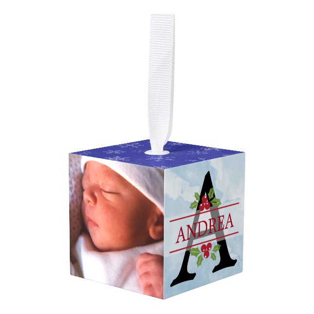 Baby's First Christmas Block Ornament (Front Angled)