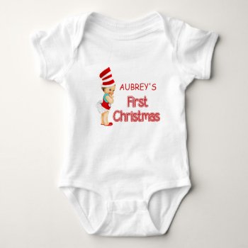 Baby's First Christmas Bodysuit One-piece T-shirt by ChristmasBellsRing at Zazzle