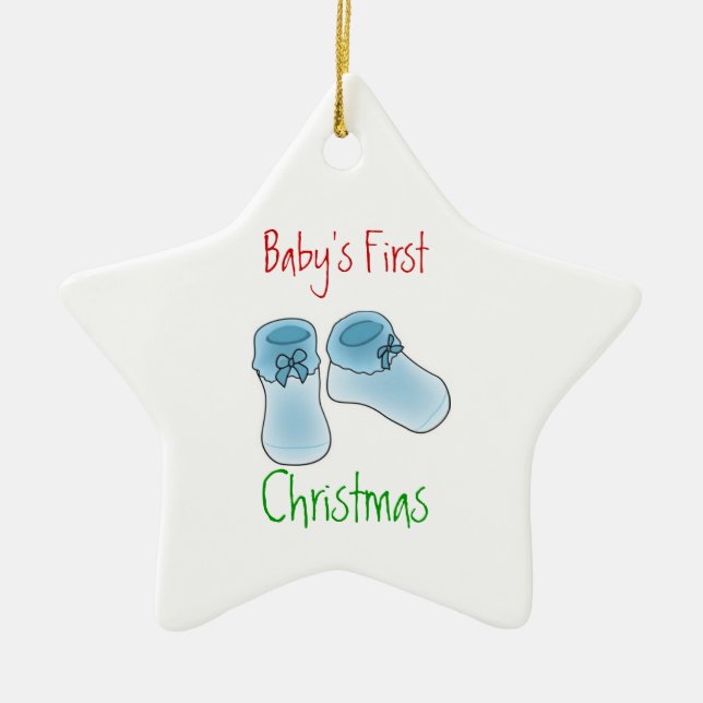 Baby's first Christmas (boy) Ceramic Ornament (Front)