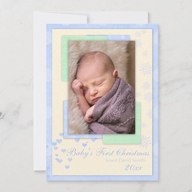Baby's First Christmas (boy) Christmas Card (Front)
