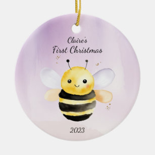 Baby's First Christmas Bumble Bee Personalized Ceramic Ornament