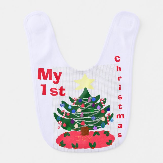 Baby's First Christmas Candy Canes Baby Bib (Front)