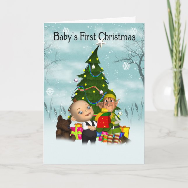 Baby's First Christmas Card - Cute Little Baby (Front)