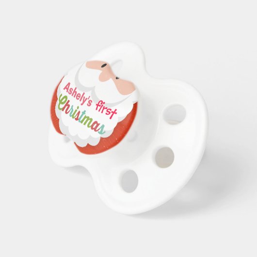Baby's First Christmas Cartoon Santa Claus Pacifier (Front Right)