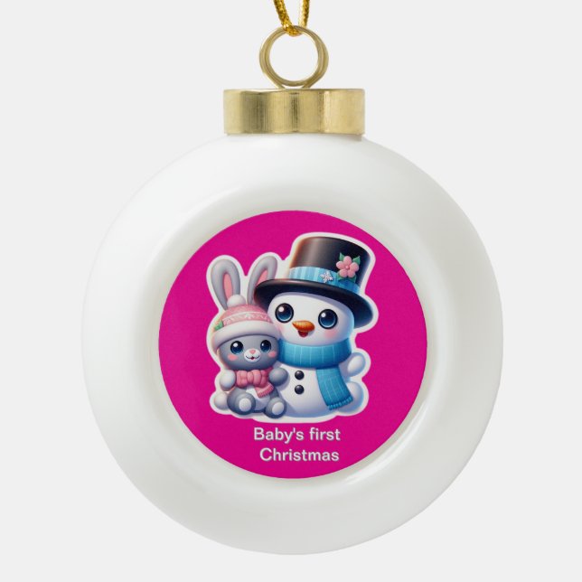 Baby's first Christmas Ceramic Ball Christmas Ornament (Front)