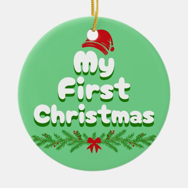 Babys First Christmas Ceramic Ornament (Front)