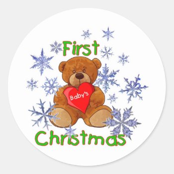Baby's First Christmas Classic Round Sticker by itschristmas at Zazzle