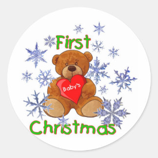 Baby's First Christmas Classic Round Sticker