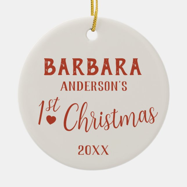 Baby's First Christmas Custom Name  Ceramic Ornament (Front)