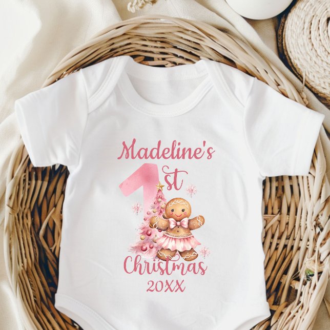 Baby's First Christmas Custom Name Gingerbread Baby Bodysuit (Creator Uploaded)
