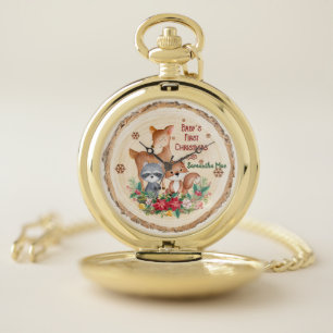 Baby's First Christmas Custom Name Keepsake Pocket Watch