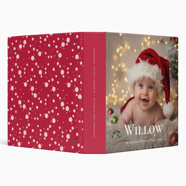 Baby's First Christmas Custom Name Photo Album 3 Ring Binder (Background)