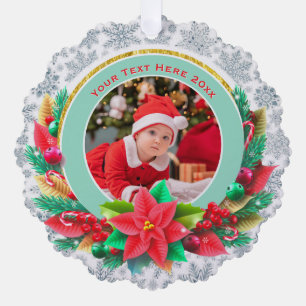 Baby's First Christmas Custom Name Photo Keepsake Ornament Card