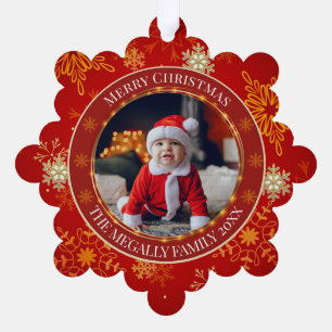 Baby's First Christmas Custom Name Photo Keepsake Ornament Card