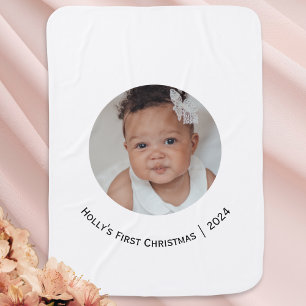Baby's First Christmas Custom Photo and Name Baby Blanket