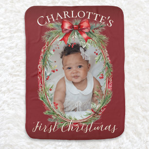 Baby's First Christmas Custom Photo Baby Blanket