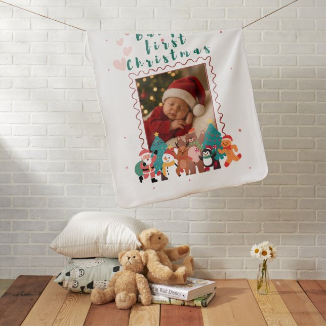 Baby's first Christmas custom Photo  Baby Blanket (In Situ)