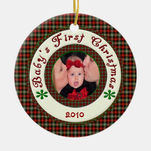 Babys First Christmas Custom Photo Dated Ceramic Ornament