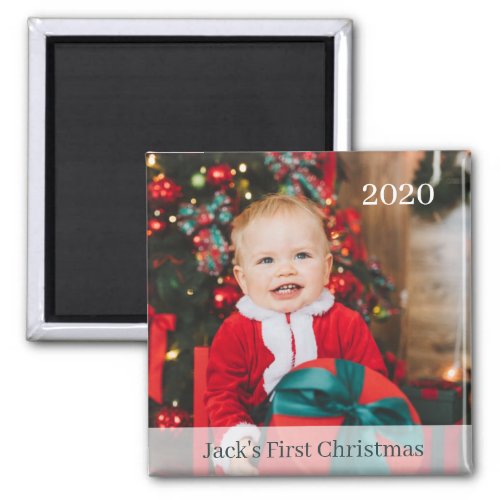 Babys First Christmas Custom Photo Magnet