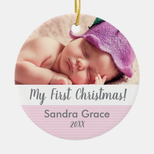 Babys First Christmas Custom Photo Ornament