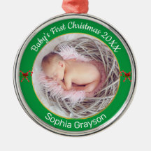 Baby's First Christmas Custom Photo Ornament