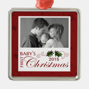 Baby's First Christmas - Custom Photo/Year Metal Ornament