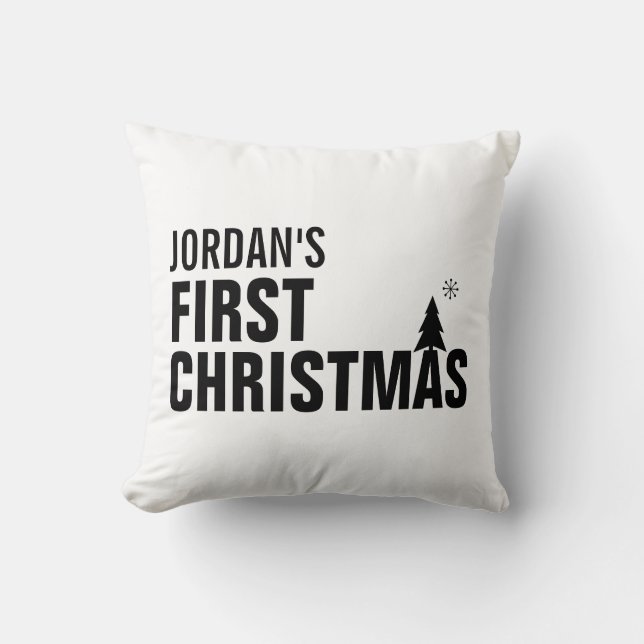 Baby's First Christmas Custom Throw Pillow (Front)