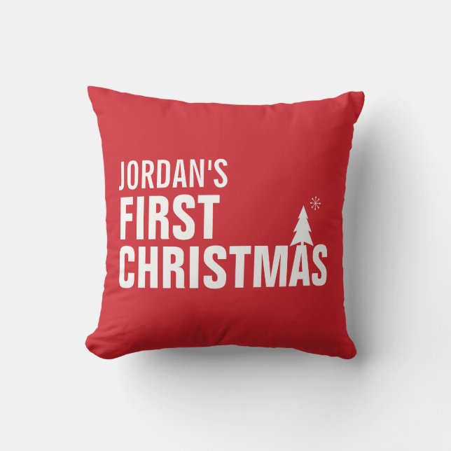 Baby's First Christmas Custom Throw Pillow (Front)