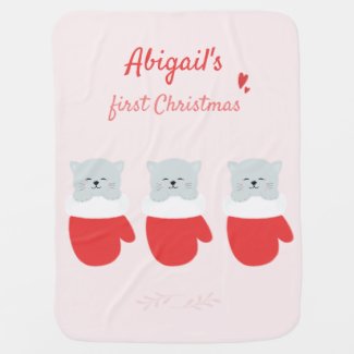 Baby's First Christmas - Cute Kitten in a Mitten