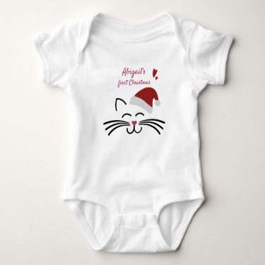 Baby's First Christmas - Cute Kitten w. Santa Hat