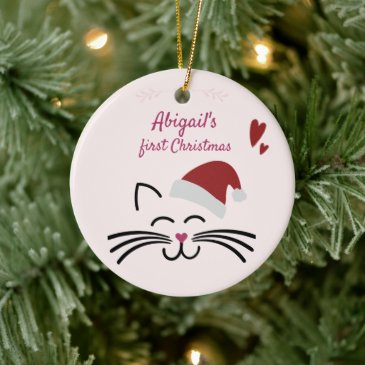 Baby's First Christmas - Cute Kitten w. Santa Hat