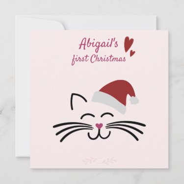 Baby's First Christmas - Cute Kitten w. Santa Hat