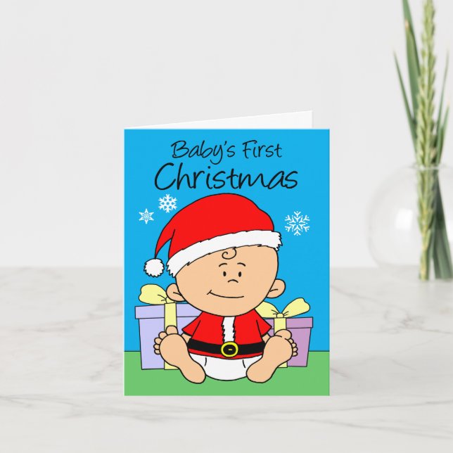 Baby's First Christmas Cute Little Santa Holiday Card (Front)
