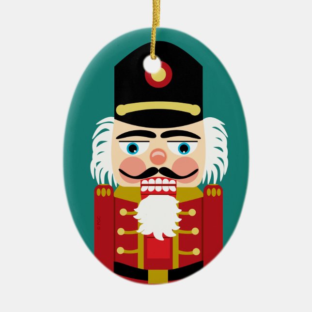 Baby's First Christmas Cute Nutcracker Ceramic Ornament (Front)
