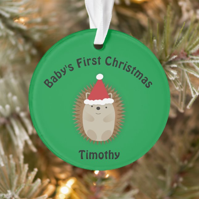 Baby's First Christmas Cute Santa Hedgehog  Ornament (Tree)