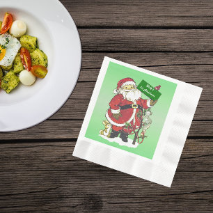 Baby's First Christmas Cute Santa Sign Napkins