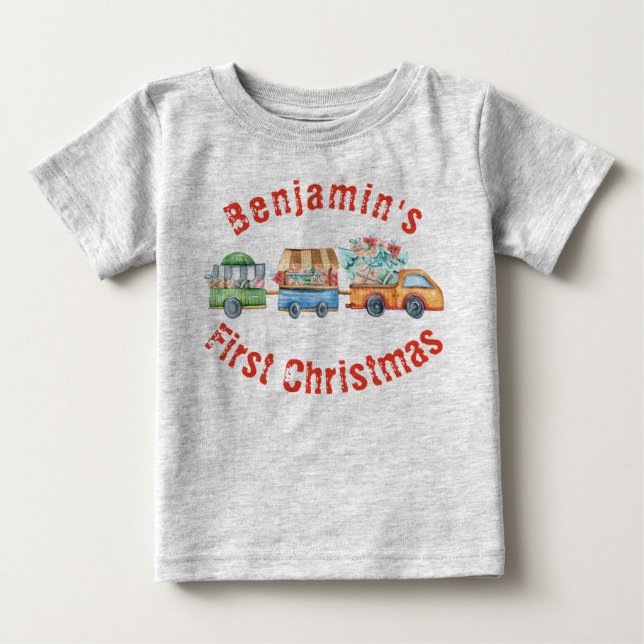 Baby's First Christmas Cute Xmas Truck Baby  T-Shirt (Front)