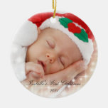 Baby's First Christmas Double Sided Photo   Ceramic Ornament