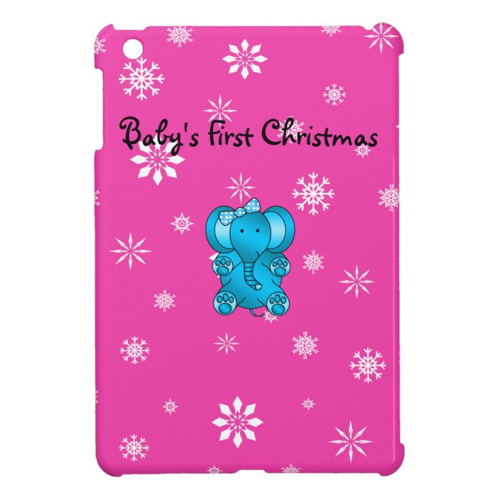 Baby's first christmas elephant pink snowflakes iPad mini case