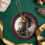 Baby's First Christmas Fa La La Custom Baby Photo Ceramic Ornament<br><div class="desc">Elegant and beautiful baby's first Christmas keepsake ornament. Magical and whimsical two-sided, two baby photo Christmas carol music theme holiday ornament. The design features our original artwork with magical faux gold streamers of gold confetti and sparkling snow that creates the impression of music lines gracefully blowing in the wind. "Fa...</div>