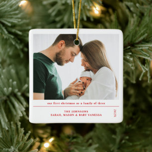 Babys First Christmas Family Birth Announcement Ceramic Ornament
