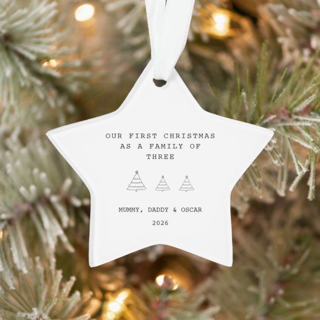 Babys First Christmas/Family Of 3 Star Ornament (Tree)